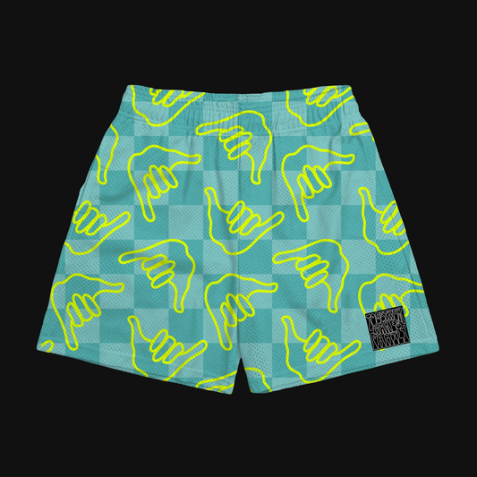 Athletic Mesh Shorts in Checkered Neon Shaka PRE ORDER